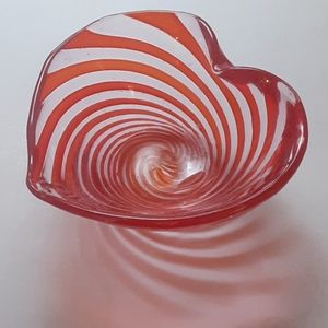 MURANO TAMMARO HOME ITALY  RED & WHITE HEART DISH